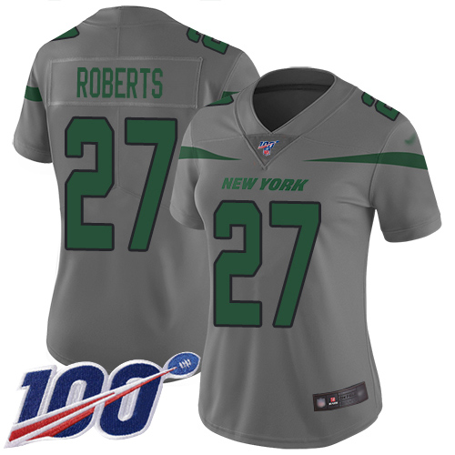 New York Jets Limited Gray Women Darryl Roberts Jersey NFL Football #27 100th Season Inverted Legend->new york jets->NFL Jersey